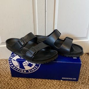 Black Birkenstock slides
